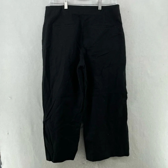 Ann Taylor Pants Women's Sz 8 Black Capri Wide Leg High-Rise Slash Pockets - Picture 2 of 10